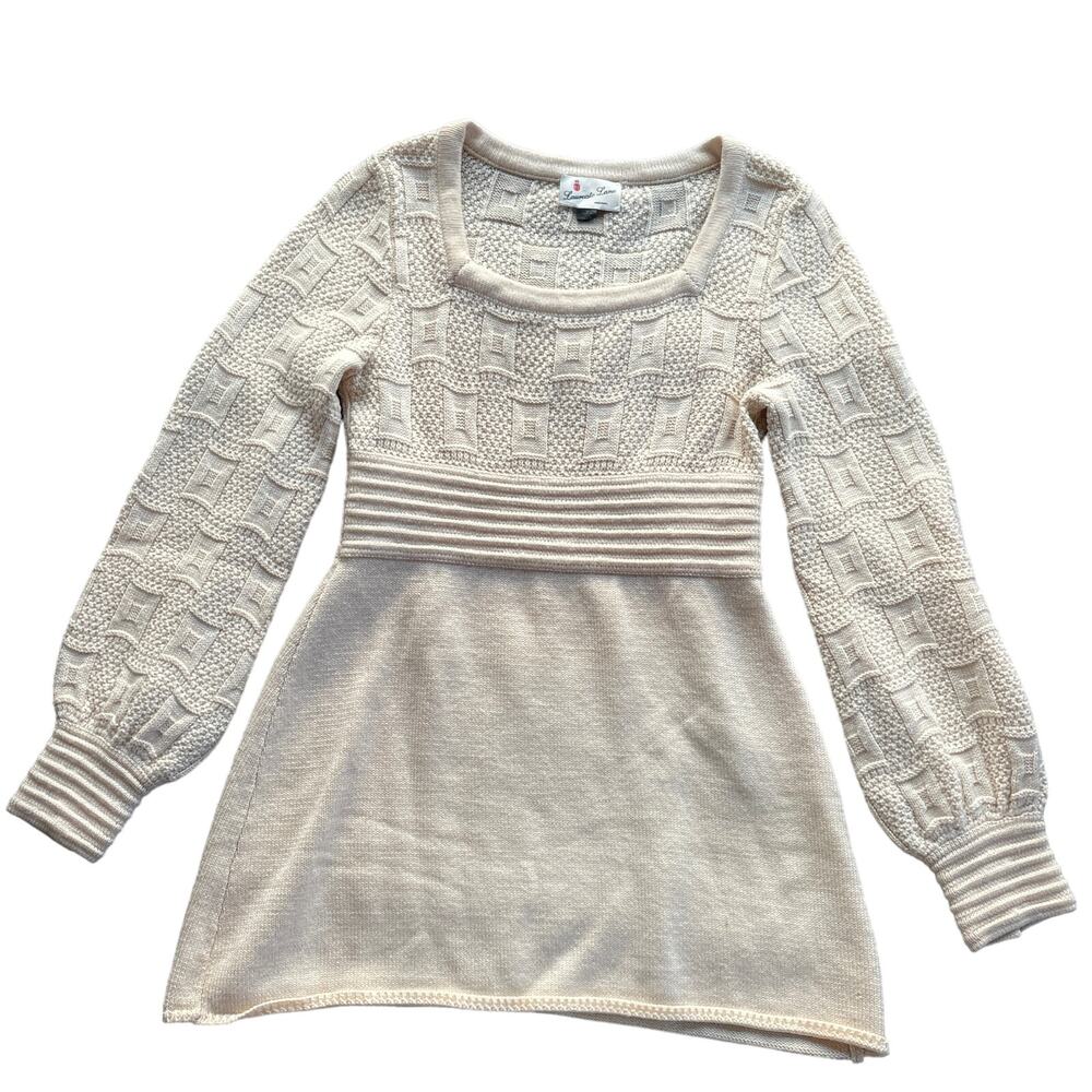Anthropologie Laureate Lane Wool Sweater Dress Knit Mini Beige Size Small